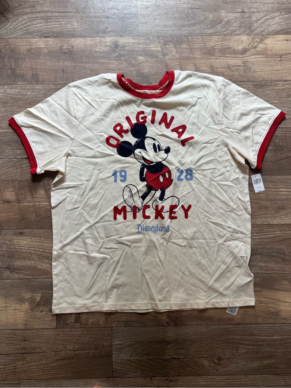 Disneyland Original Mickey Ringer Tee - Cream & Red